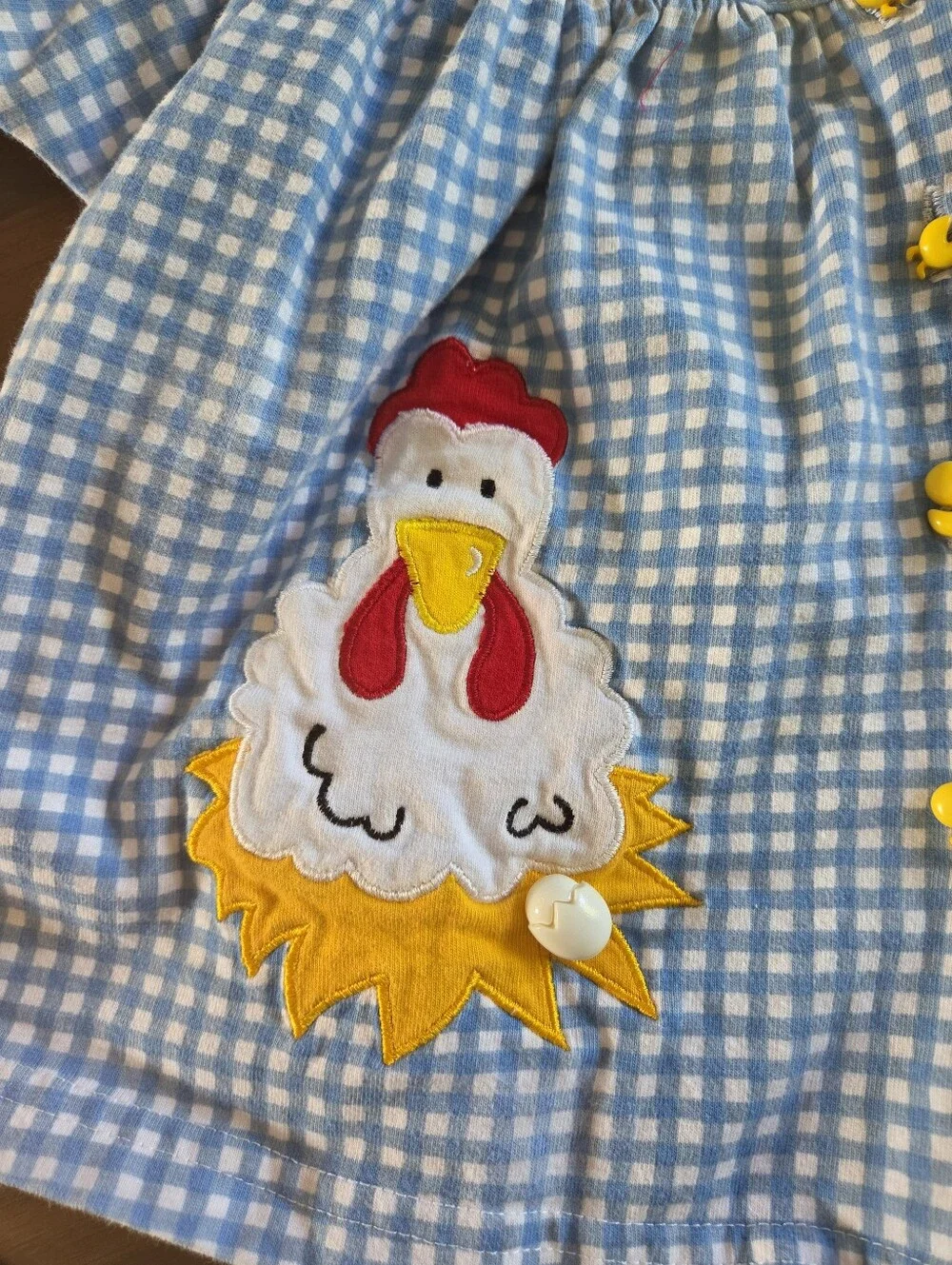 Vintage City Kids Blue Gingham Chicken & Duckling Outfit Set 2PC Top Shorts 24M